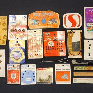 Antique ~ Vintage Lot Sewing Notions ~ Supplies ~ Needles ~ Buttons ~ Snaps